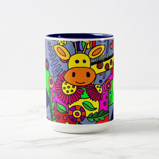 Cool Giraffe in the Garden Coffee Mug (Center)