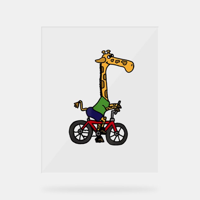 Cool Giraffe Riding Bicycle  Acrylic Sign (Front)