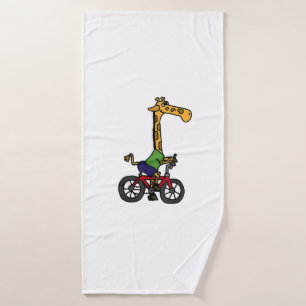Cool Giraffe Riding Bicycle Bath Towel