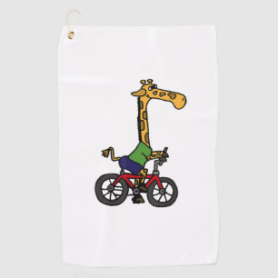 Cool Giraffe Riding Bicycle  Golf Towel