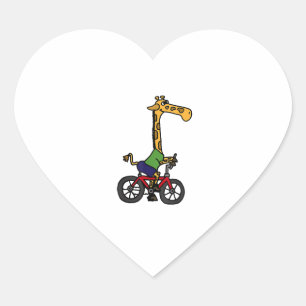 Cool Giraffe Riding Bicycle Heart Sticker