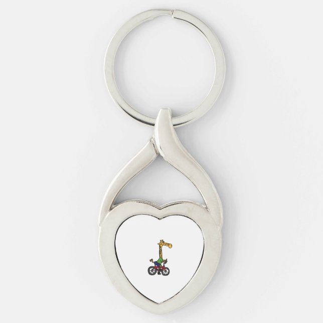 Cool Giraffe Riding Bicycle  Key Ring (Front)