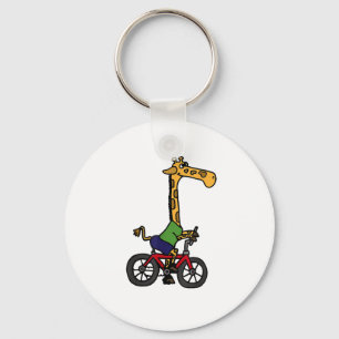 Cool Giraffe Riding Bicycle Key Ring