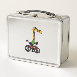 Cool Giraffe Riding Bicycle  Metal Lunch Box