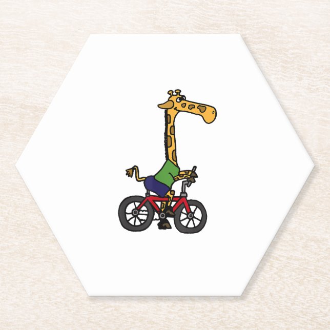 Cool Giraffe Riding Bicycle  Paper Coaster (Front)