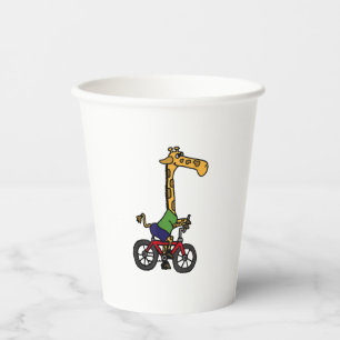 Cool Giraffe Riding Bicycle Paper Cups