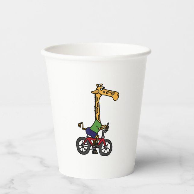 Cool Giraffe Riding Bicycle  Paper Cups (Front)