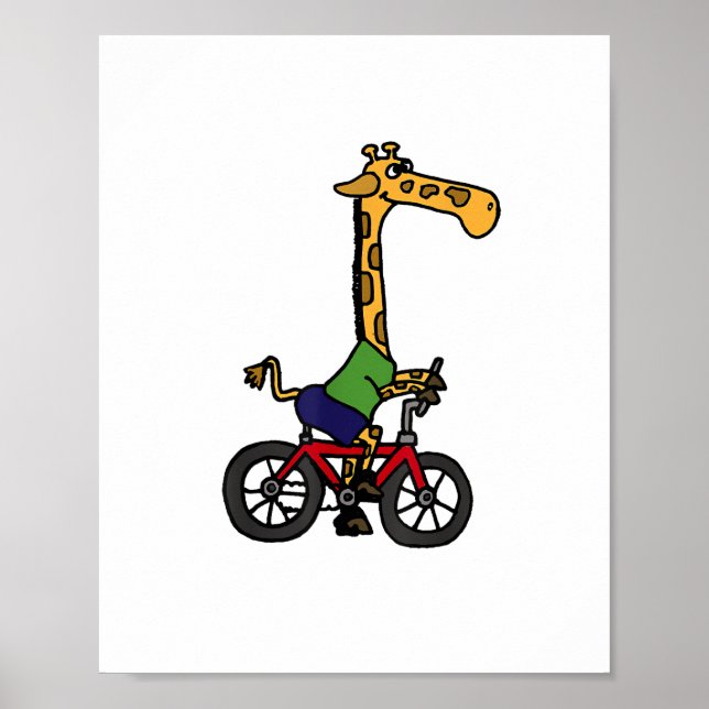 Cool Giraffe Riding Bicycle  Poster (Front)
