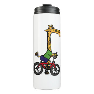 Cool Giraffe Riding Bicycle Thermal Tumbler