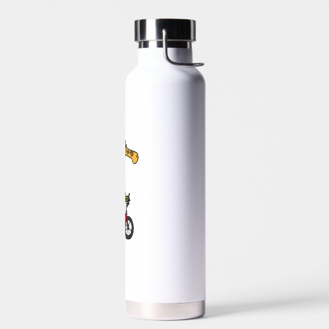 Cool Giraffe Riding Bicycle  Water Bottle (Left)