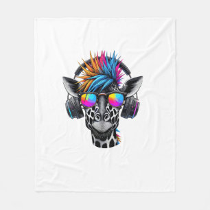 Cool Giraffe Sunglasses Headphones Giraffes   Fleece Blanket