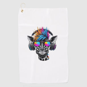 Cool Giraffe Sunglasses Headphones Giraffes   Golf Towel
