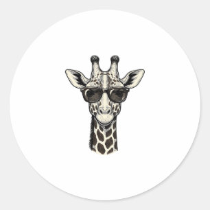 Cool Giraffe Sunglasses Vintage Engraving Shirt_1 Classic Round Sticker