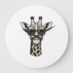 Cool Giraffe Sunglasses Vintage Engraving Shirt_1 Large Clock