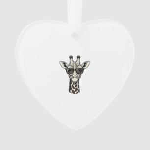 Cool Giraffe Sunglasses Vintage Engraving Shirt_1 Ornament