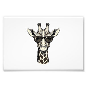 Cool Giraffe Sunglasses Vintage Engraving Shirt_1 Photo Print