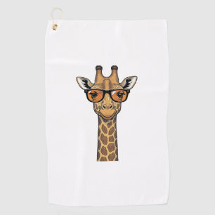 Cool Giraffe Sunglasses Vintage Engraving Shirt De Golf Towel