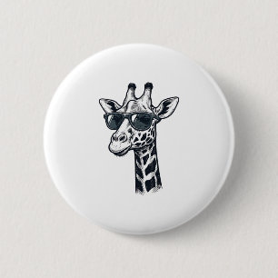 Cool Giraffe Sunglasses Vintage Engraving T-Shirt_ 6 Cm Round Badge