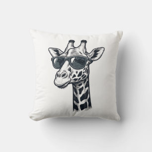 Cool Giraffe Sunglasses Vintage Engraving T-Shirt_ Cushion