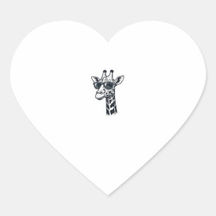 Cool Giraffe Sunglasses Vintage Engraving T-Shirt_ Heart Sticker