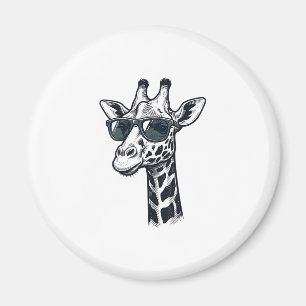Cool Giraffe Sunglasses Vintage Engraving T-Shirt_ Magnet