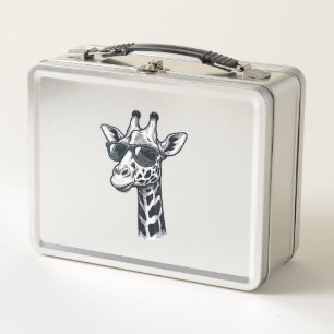 Cool Giraffe Sunglasses Vintage Engraving T-Shirt_ Metal Lunch Box