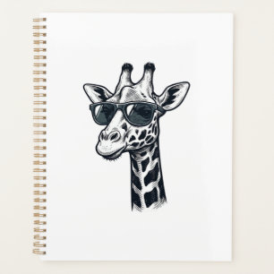 Cool Giraffe Sunglasses Vintage Engraving T-Shirt_ Planner