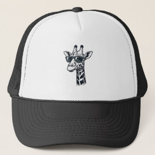 Cool Giraffe Sunglasses Vintage Engraving T-Shirt_ Trucker Hat