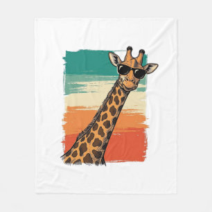 Cool Giraffe Sunglasses Vintage Sunset Shirt_1 Fleece Blanket