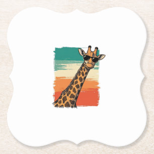 Cool Giraffe Sunglasses Vintage Sunset Shirt_1 Paper Coaster