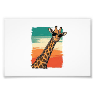 Cool Giraffe Sunglasses Vintage Sunset Shirt_1 Photo Print