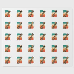 Cool Giraffe Sunglasses Vintage Sunset Shirt_1 Wrapping Paper
