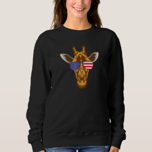 Cool Giraffe Wearing Usa Flag Sunglasses Us Americ Sweatshirt