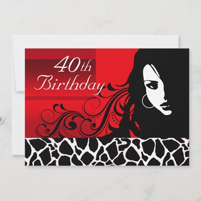 Cool Girl 40th Birthday Party Invitation (Front)