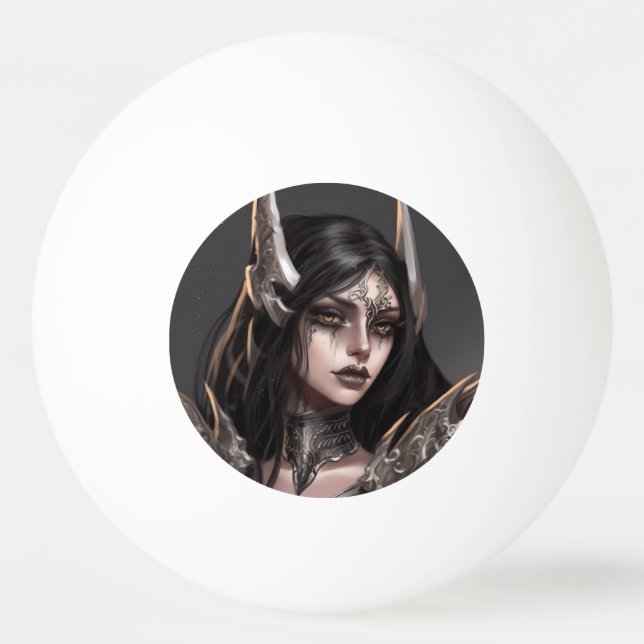 Cool Girl Goth Warrior Ping Pong Ball (Front)
