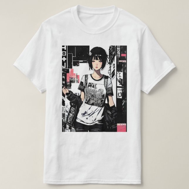 Cool Girl Japanese Aesthetic Vaporwave Style T-Shirt (Design Front)