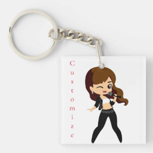 Cool Girl Sings Karaoke Thunder_Cove Key Ring