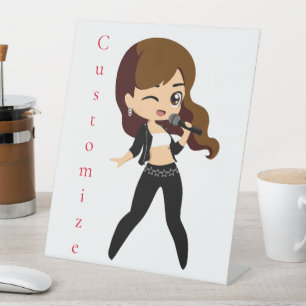 Cool Girl Sings Karaoke Thunder_Cove Pedestal Sign