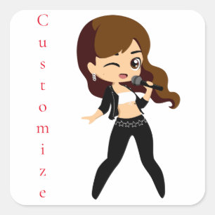 Cool Girl Sings Karaoke Thunder_Cove Square Sticker
