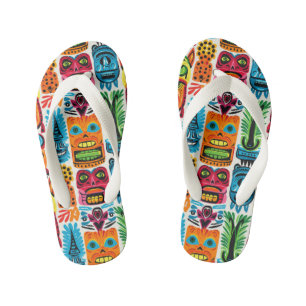 Cool girl tiled tiki beach pattern Kid's  Jandals