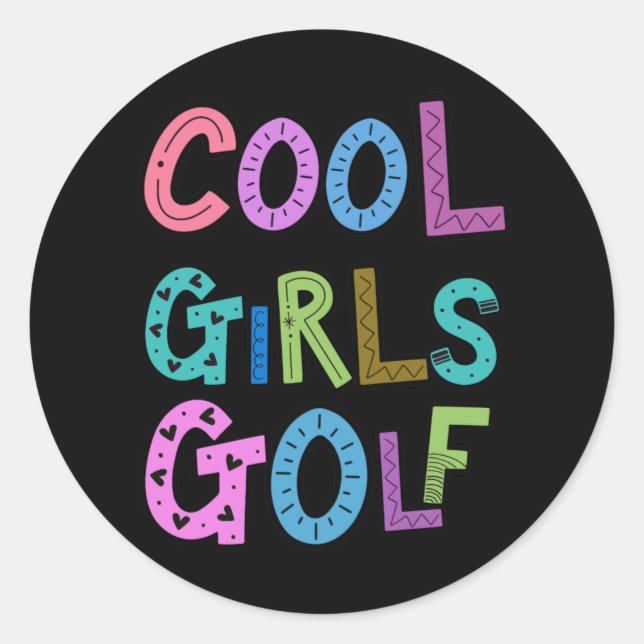 Cool Girls Golf Golfing Lover Sport Womens Kids Classic Round Sticker (Front)