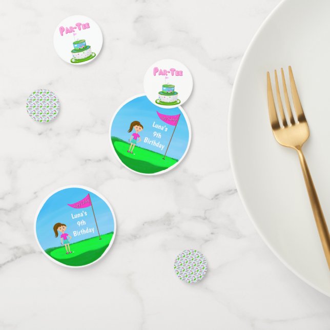 Cool Girl's Golfing Themed Birthday Party Confetti (Group)