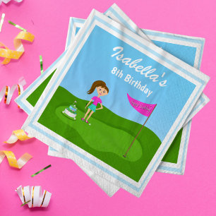 Cool Girl's Golfing Themed Birthday Party Napkin