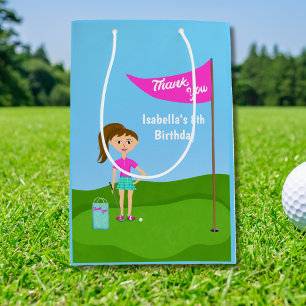Cool Girl's Golfing Themed Birthday Thank You Bags