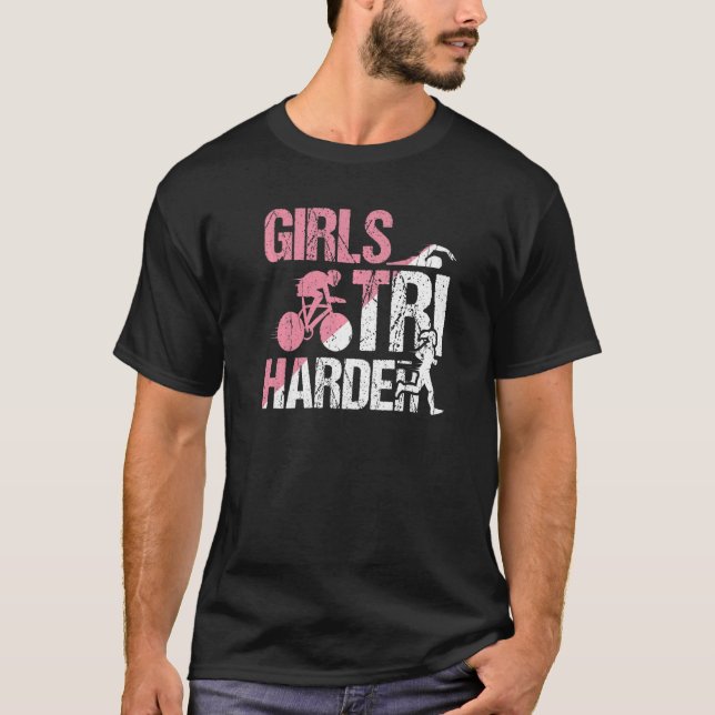 Cool Girls Tri Harder Triathlon Mum T-Shirt (Front)