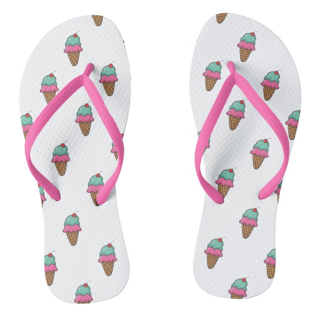 Cool Girly  Colourful Ice Cream Cones Jandals (Footbed)