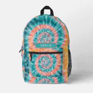 Cool Girly Sea Green Peach Yellow Tie Dye Teens Printed Backpack