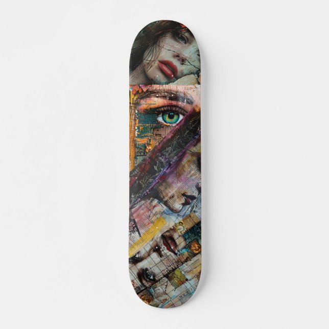 Cool Girly Vintage Decoupage Inspired Collage Skateboard (Front)