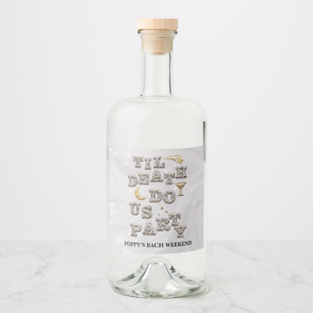 Cool Glam Glitter Tequila Disco Bachelorette Liquor Bottle Label (Front)
