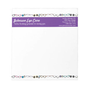 Cool Glasses and Contacts Eye Care Notepad